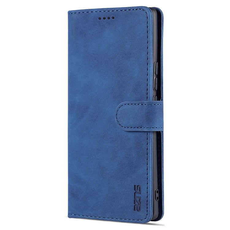 AZNS for Honor 60 Well-protected Anti-fall PU Leather Wallet Stand Mobile Phone Case Cover - Blue