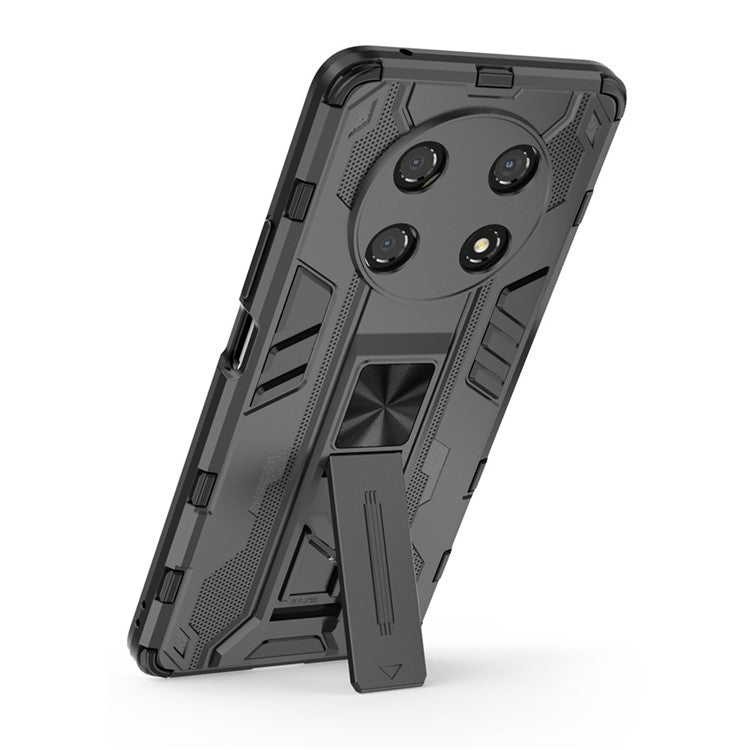 For Honor X30 / X9 5G / Magic 4 Lite 5G Shockproof Soft TPU Hard PC Mobile Phone Case Shell with Kickstand - Black