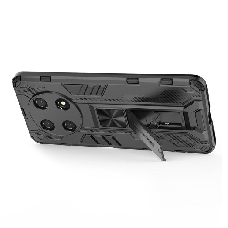For Honor X30 / X9 5G / Magic 4 Lite 5G Shockproof Soft TPU Hard PC Mobile Phone Case Shell with Kickstand - Black