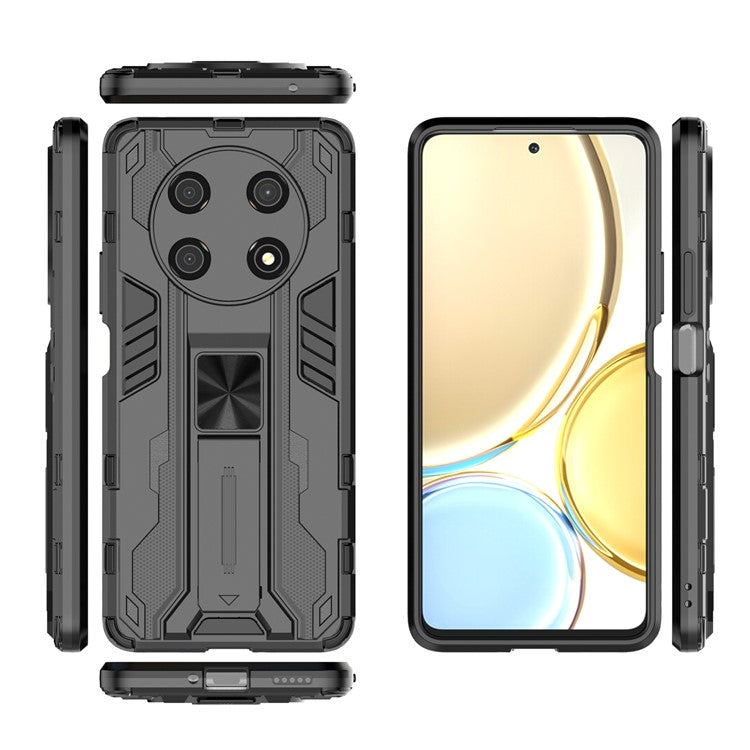 For Honor X30 / X9 5G / Magic 4 Lite 5G Shockproof Soft TPU Hard PC Mobile Phone Case Shell with Kickstand - Black