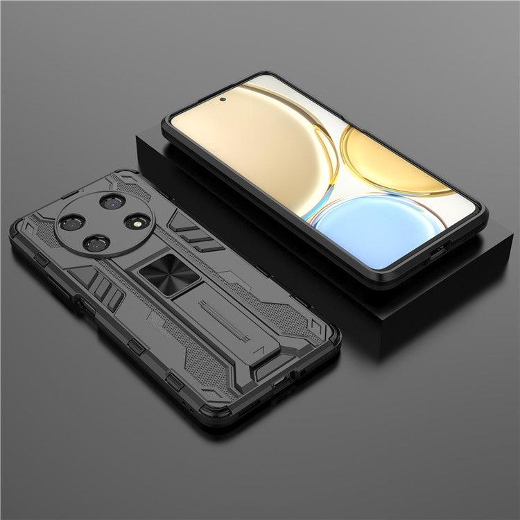 For Honor X30 / X9 5G / Magic 4 Lite 5G Shockproof Soft TPU Hard PC Mobile Phone Case Shell with Kickstand - Black