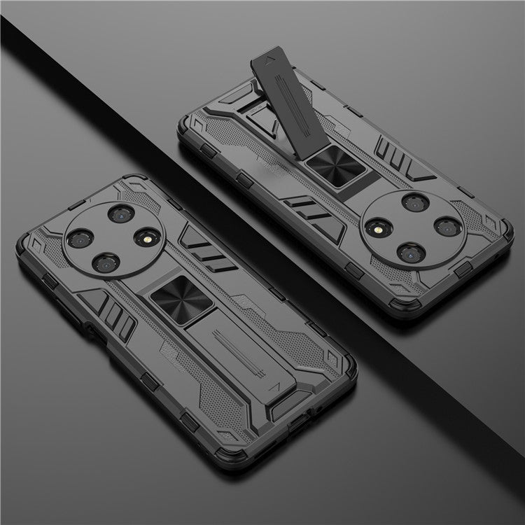 For Honor X30 / X9 5G / Magic 4 Lite 5G Shockproof Soft TPU Hard PC Mobile Phone Case Shell with Kickstand - Black