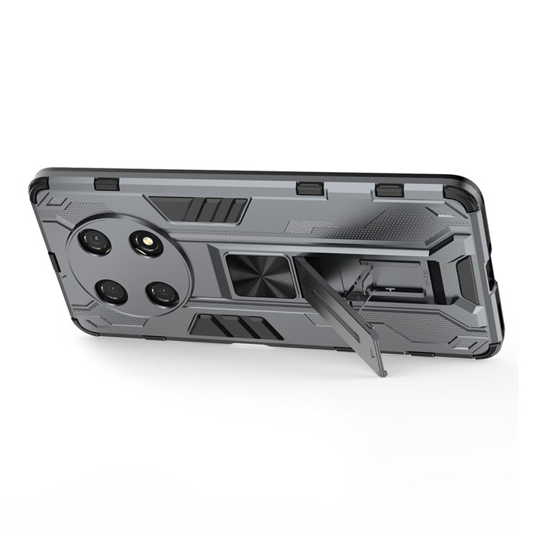 For Honor X30 / X9 5G / Magic 4 Lite 5G Shockproof Soft TPU Hard PC Mobile Phone Case Shell with Kickstand - Grey