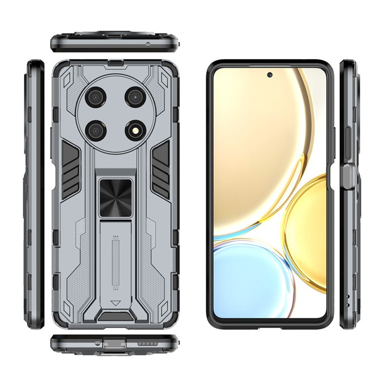 For Honor X30 / X9 5G / Magic 4 Lite 5G Shockproof Soft TPU Hard PC Mobile Phone Case Shell with Kickstand - Grey