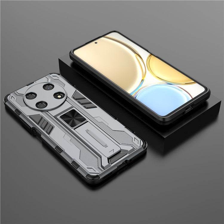 For Honor X30 / X9 5G / Magic 4 Lite 5G Shockproof Soft TPU Hard PC Mobile Phone Case Shell with Kickstand - Grey