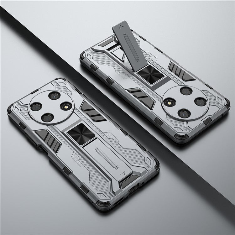 For Honor X30 / X9 5G / Magic 4 Lite 5G Shockproof Soft TPU Hard PC Mobile Phone Case Shell with Kickstand - Grey