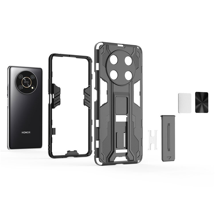 For Honor X30 / X9 5G / Magic 4 Lite 5G Shockproof Soft TPU Hard PC Mobile Phone Case Shell with Kickstand - Blue