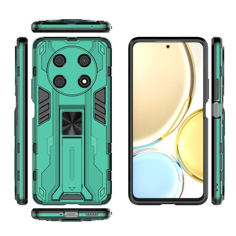 For Honor X30 / X9 5G / Magic 4 Lite 5G Shockproof Soft TPU Hard PC Mobile Phone Case Shell with Kickstand - Green
