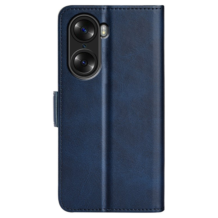 For Honor 60 Pro Textured Business Elegant Phone Cover PU Leather Flip Folio Book Stand Wallet Case - Blue