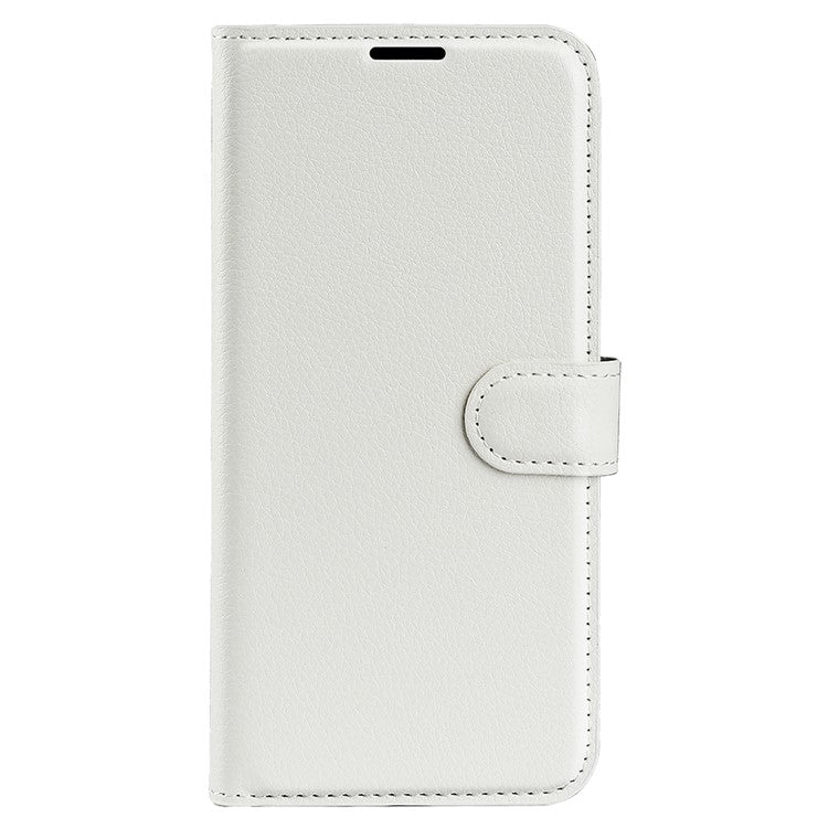 PU Leather Case for Honor 60, Litchi Texture Folding Stand Wallet Flip Cover with Magnetic Clasp - White