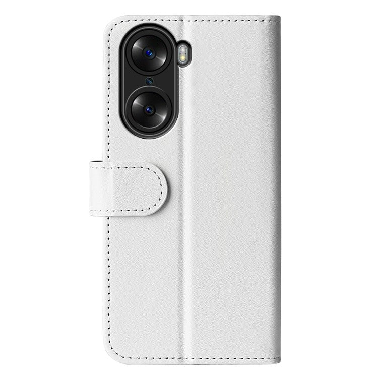 For Honor 60 Wallet Phone Case Magnetic Premium Crazy Horse Texture PU Leather Folio Flip Cover with Folding Stand - White