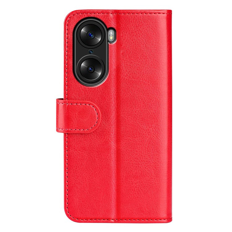 For Honor 60 Wallet Phone Case Magnetic Premium Crazy Horse Texture PU Leather Folio Flip Cover with Folding Stand - Red
