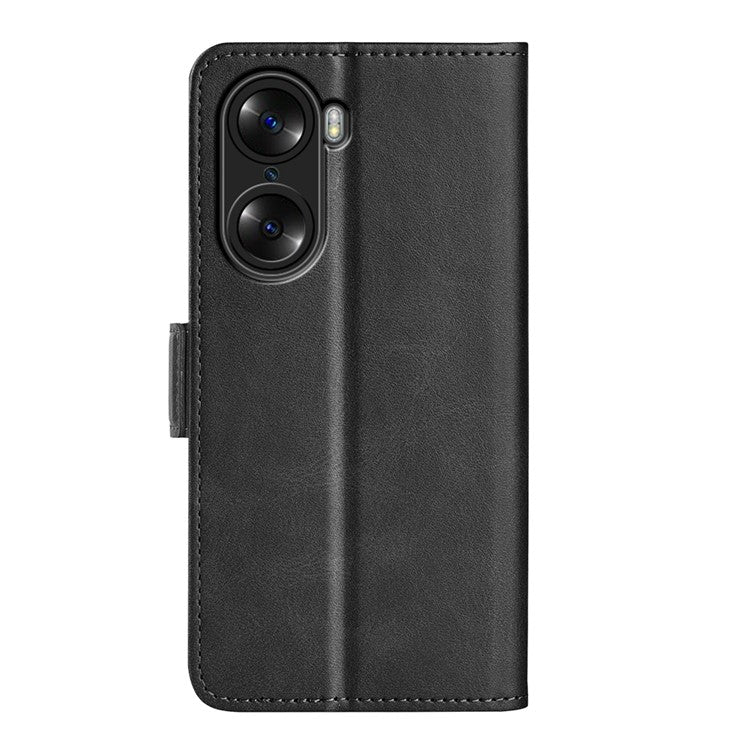 For Honor 60 Textured PU Leather Flip Wallet Case Stand Function Shockproof Protective Case Cover - Black