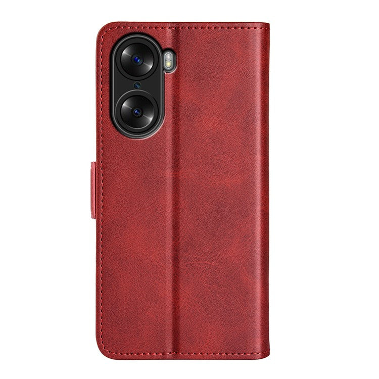 For Honor 60 Textured PU Leather Flip Wallet Case Stand Function Shockproof Protective Case Cover - Red