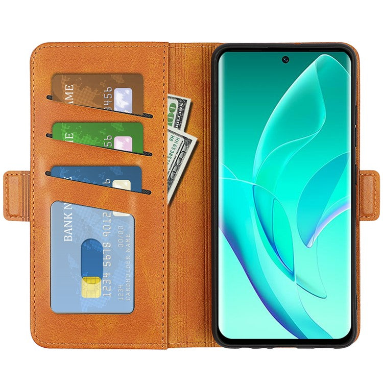 For Honor 60 Textured PU Leather Flip Wallet Case Stand Function Shockproof Protective Case Cover - Yellow