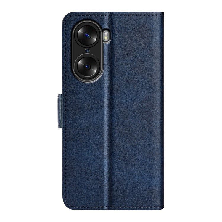 For Honor 60 Textured PU Leather Flip Wallet Case Stand Function Shockproof Protective Case Cover - Blue
