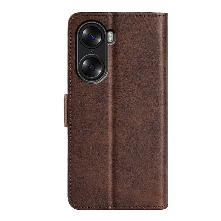 For Honor 60 Textured PU Leather Flip Wallet Case Stand Function Shockproof Protective Case Cover - Brown