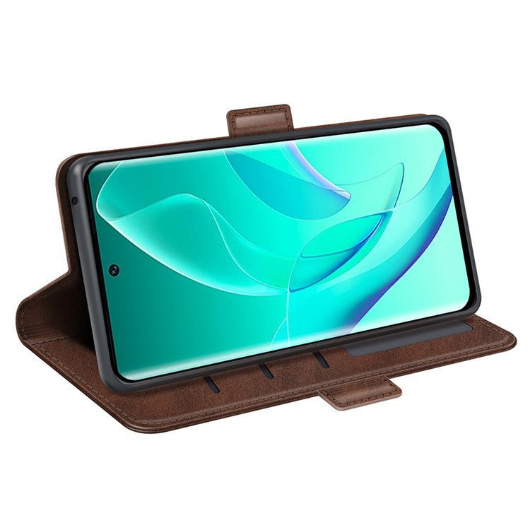 For Honor 60 Textured PU Leather Flip Wallet Case Stand Function Shockproof Protective Case Cover - Brown