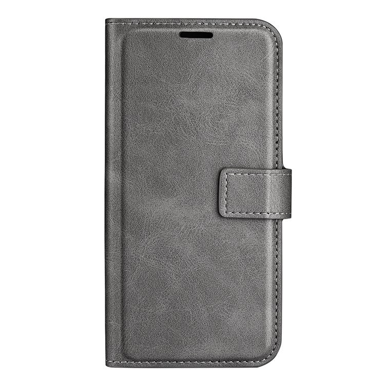 For Honor 60 Textured PU Leather TPU Interior Protective Case Stand Folio Flip Wallet Phone Cover - Grey