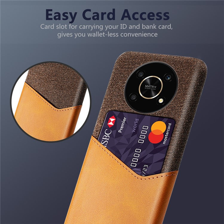 For Honor X30/X9 5G/Magic 4 Lite 5G Mobile Phone Protective Case Soft Cloth + PC + PU Leather Back Cover with Card Slot Holder - Orange