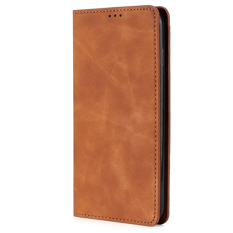 For Honor X30/X9 5G/Magic 4 Lite 5G Auto-absorbed Magnetic Shockproof Skin-touch Feeling Case PU Leather Stand Anti-scratch Mobile Phone Cover - Light Brown