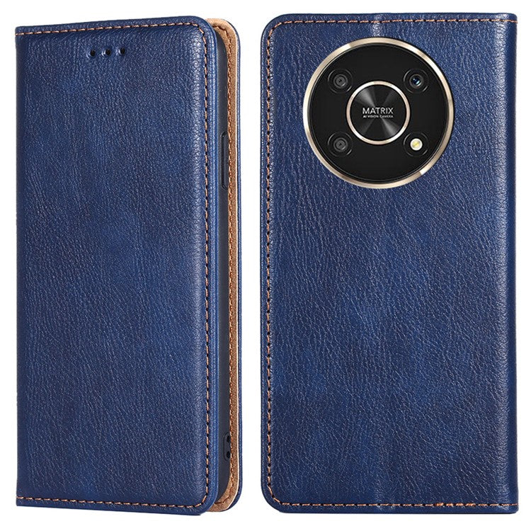 For Honor X30/X9 5G/Magic 4 Lite 5G Auto Magnetic Closed Anti-scratch Anti-fall Cover PU Leather + TPU Well-protected Wallet Stand Phone Shell Case - Blue