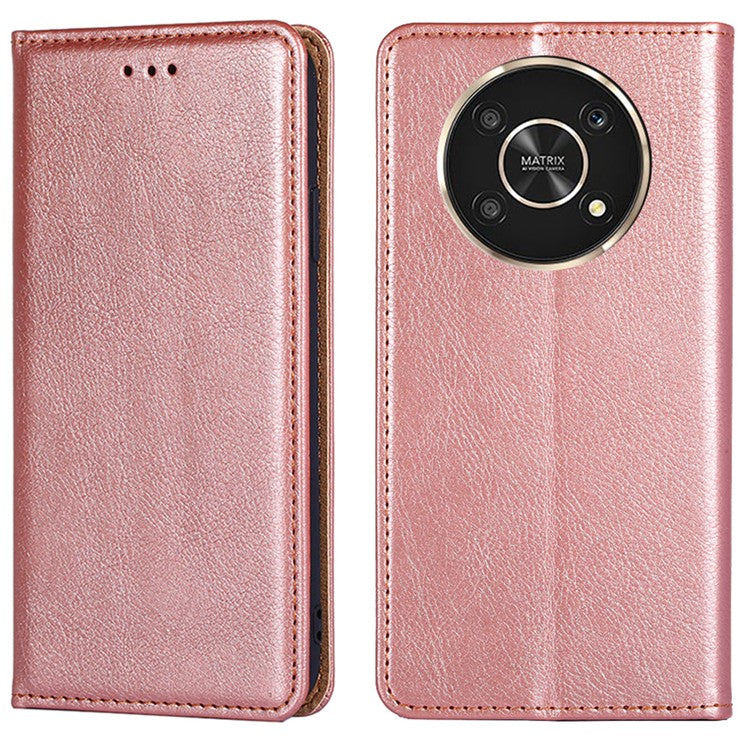 For Honor X30/X9 5G/Magic 4 Lite 5G Auto Magnetic Closed Anti-scratch Anti-fall Cover PU Leather + TPU Well-protected Wallet Stand Phone Shell Case - Rose Gold