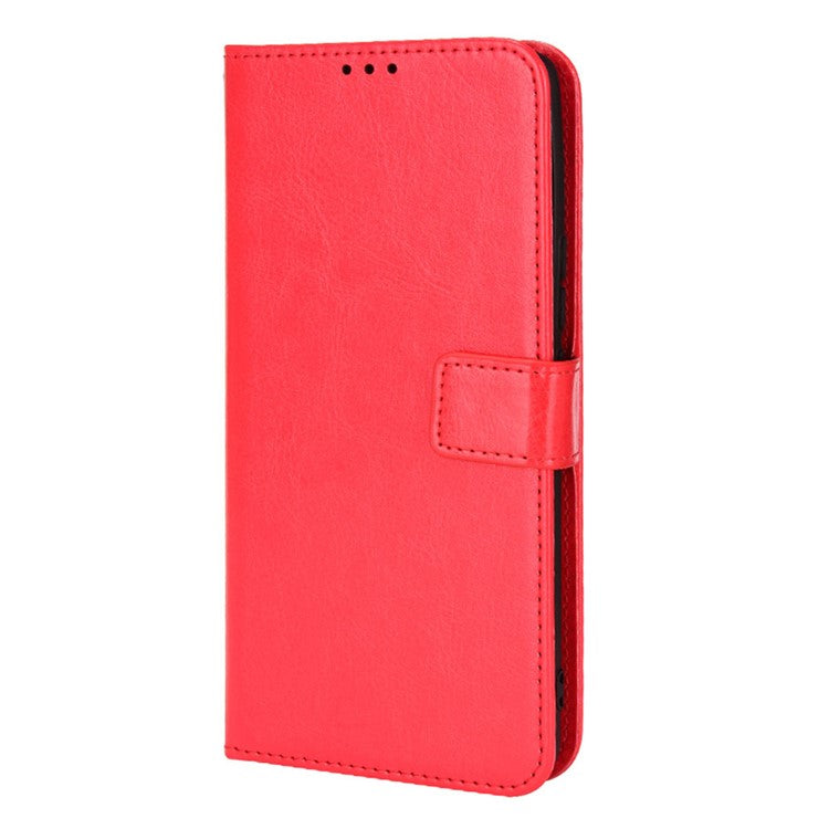 For Honor 60 Shockproof Crazy Horse Leather Phone Shell Wallet Stand Function Protector with Handy Strap - Red