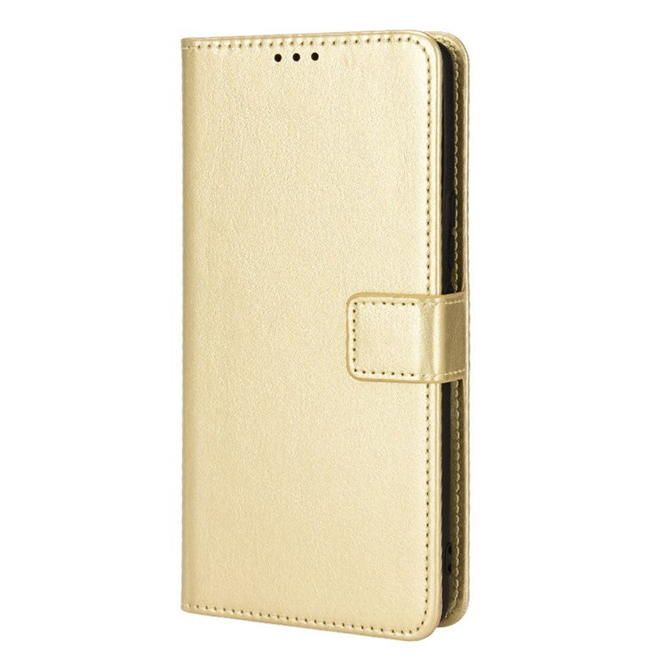 For Honor 60 Shockproof Crazy Horse Leather Phone Shell Wallet Stand Function Protector with Handy Strap - Gold