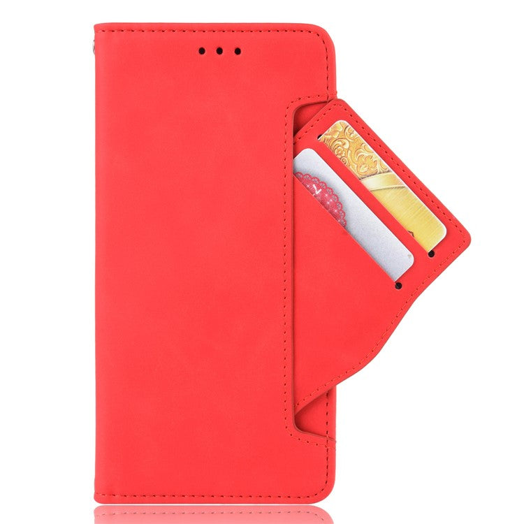For Honor 60 Multiple Card Slots Smartphone Case Wallet Stand PU Leather Magnetic Flip Phone Cover - Red