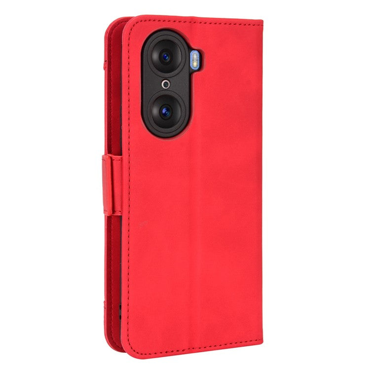For Honor 60 Multiple Card Slots Smartphone Case Wallet Stand PU Leather Magnetic Flip Phone Cover - Red
