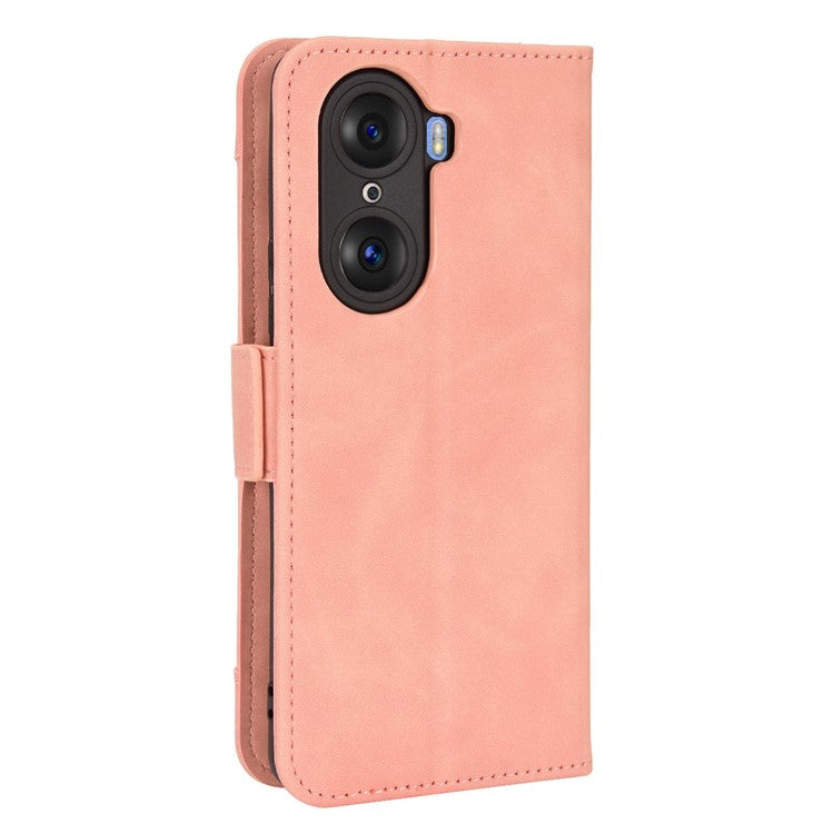 For Honor 60 Multiple Card Slots Smartphone Case Wallet Stand PU Leather Magnetic Flip Phone Cover - Pink