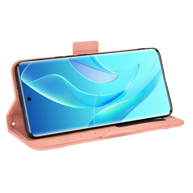 For Honor 60 Multiple Card Slots Smartphone Case Wallet Stand PU Leather Magnetic Flip Phone Cover - Pink