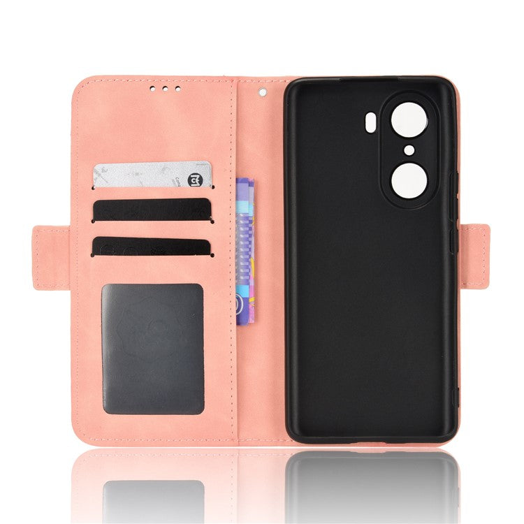 For Honor 60 Multiple Card Slots Smartphone Case Wallet Stand PU Leather Magnetic Flip Phone Cover - Pink