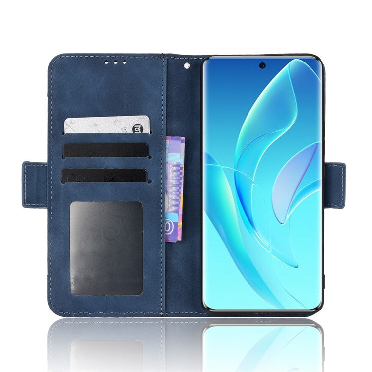 For Honor 60 Multiple Card Slots Smartphone Case Wallet Stand PU Leather Magnetic Flip Phone Cover - Blue