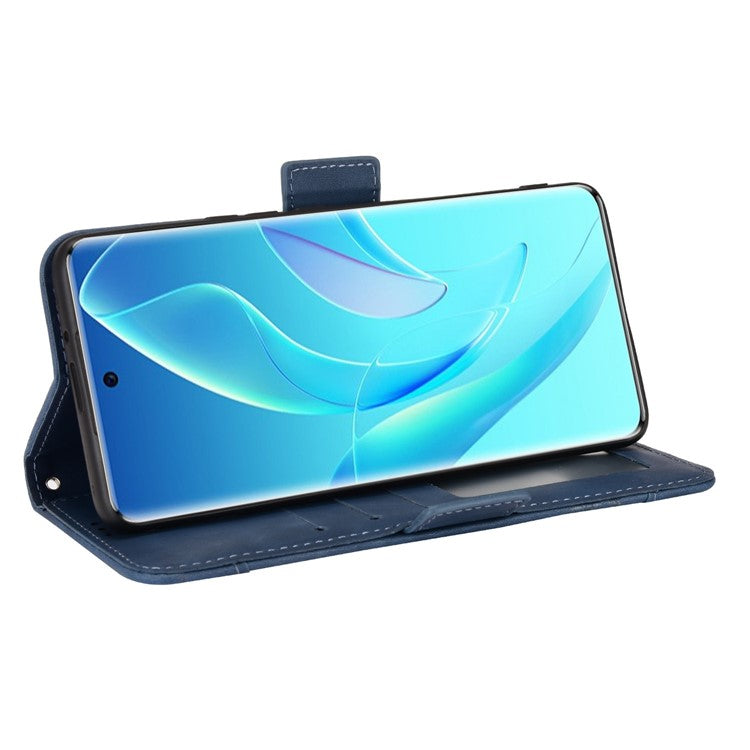 For Honor 60 Multiple Card Slots Smartphone Case Wallet Stand PU Leather Magnetic Flip Phone Cover - Blue