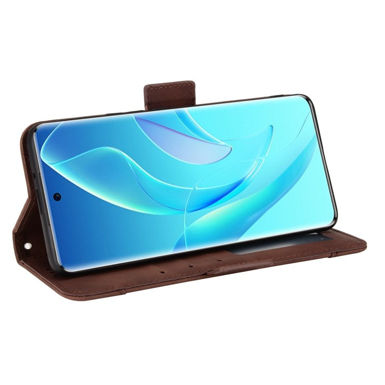 For Honor 60 Multiple Card Slots Smartphone Case Wallet Stand PU Leather Magnetic Flip Phone Cover - Brown