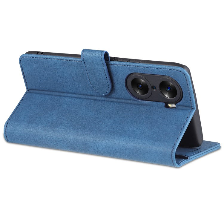 AZNS Wallet Phone Case for Honor 60 Pro, Supporting Stand Magnetic Mobile PU Leather Phone Flip Cover - Blue
