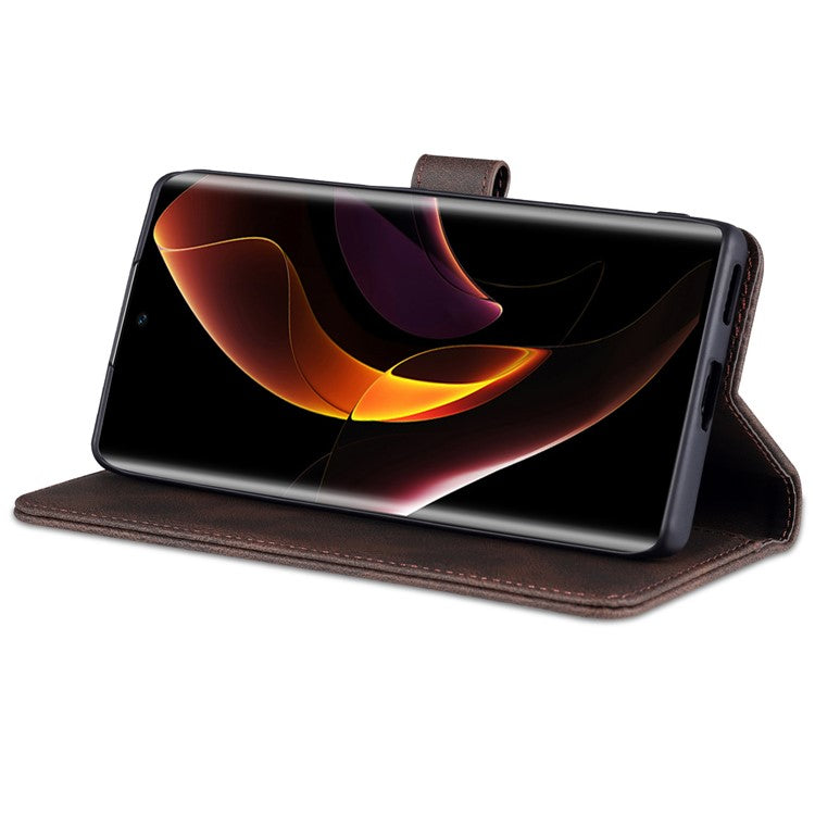AZNS Wallet Phone Case for Honor 60 Pro, Supporting Stand Magnetic Mobile PU Leather Phone Flip Cover - Brown