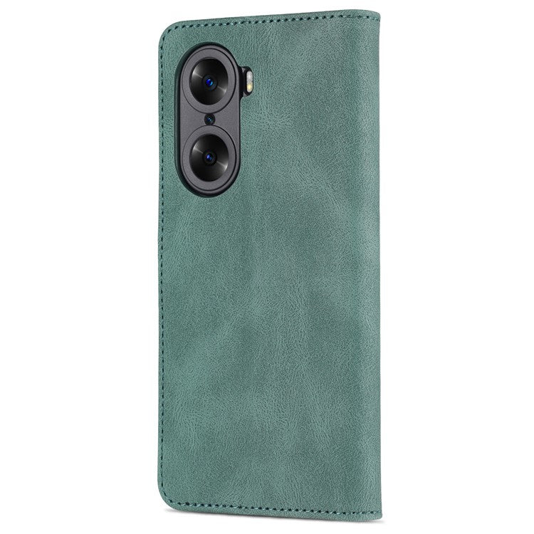 AZNS PU Leather Phone Cse for Honor 60 Wallet Folding Stand Magnetic Shockproof Flip Cover - Green