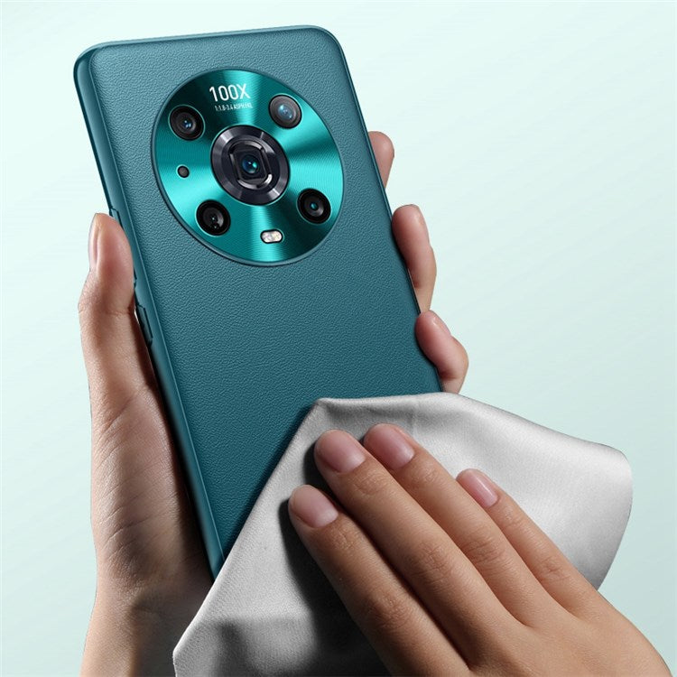 FUKELAI for Honor Magic4 Pro Shockproof Anti-fall Textured PU Leather Coated TPU Cell Phone Case - Orange