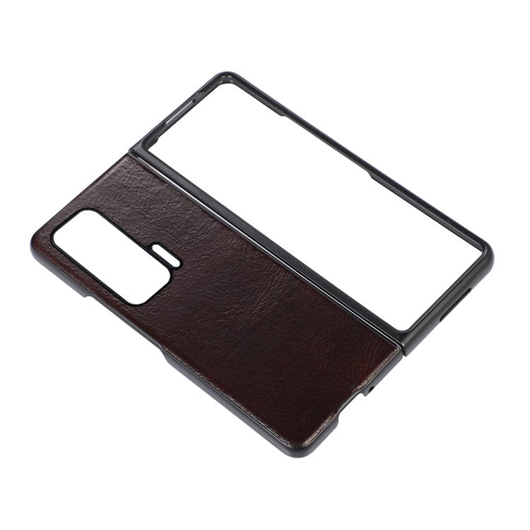Crazy Horse Texture Phone Case for Honor Magic V, Genuine Cowhide Leather Coating Inner Hybrid PC + TPU Shell - Coffee