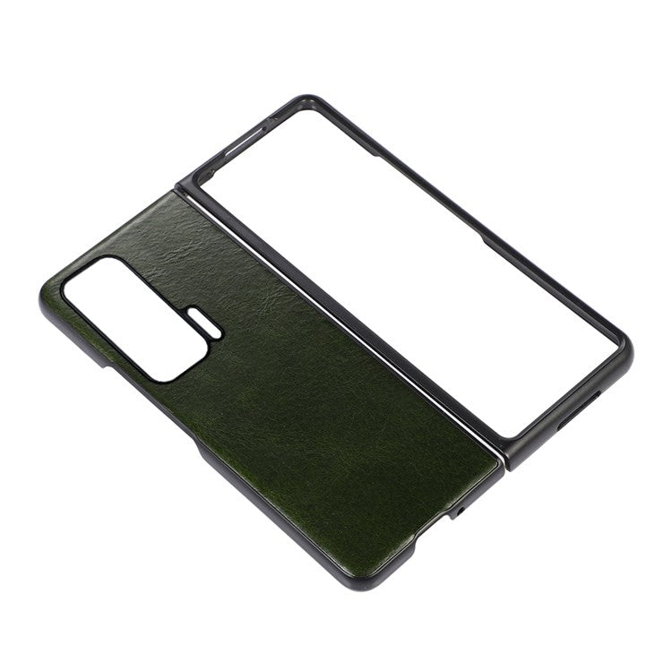 Crazy Horse Texture Phone Case for Honor Magic V, Genuine Cowhide Leather Coating Inner Hybrid PC + TPU Shell - Green