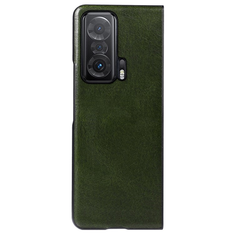 Crazy Horse Texture Phone Case for Honor Magic V, Genuine Cowhide Leather Coating Inner Hybrid PC + TPU Shell - Green