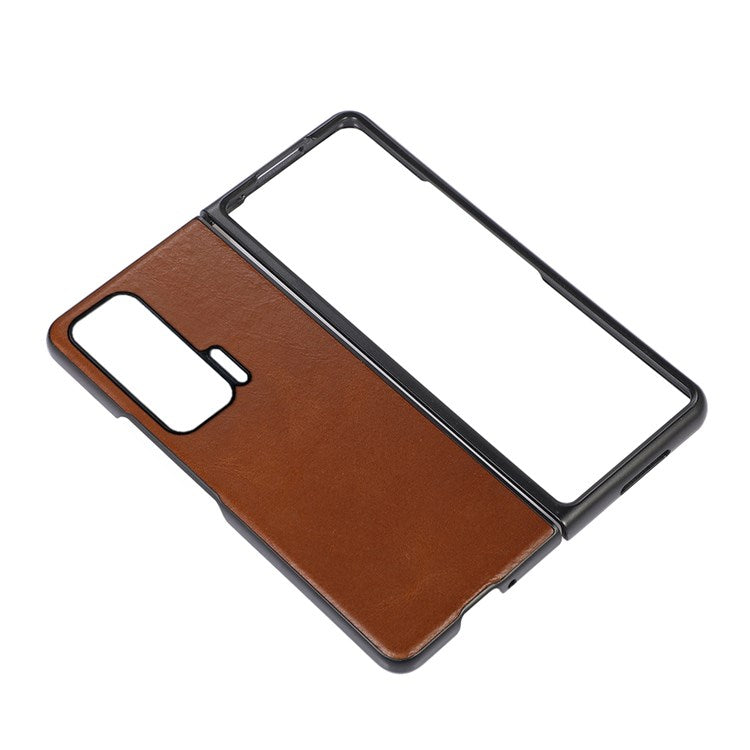 Crazy Horse Texture Phone Case for Honor Magic V, Genuine Cowhide Leather Coating Inner Hybrid PC + TPU Shell - Brown