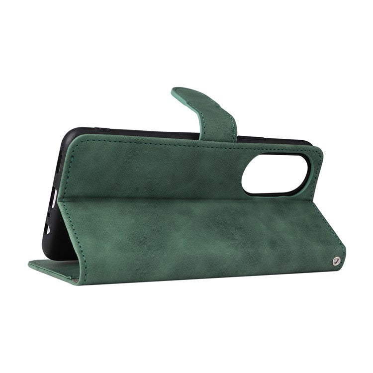 For Honor X7 Flip Wallet Phone Case Skin-Touch Feeling Leather Stand Function TPU Inner Shell Cover - Green