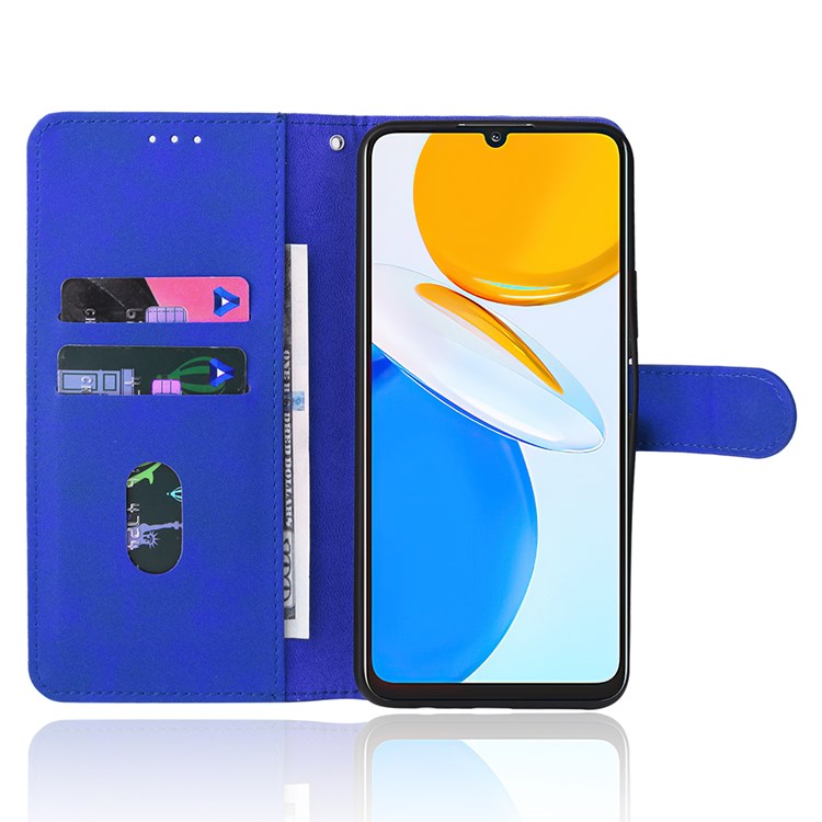 For Honor X7 Flip Wallet Phone Case Skin-Touch Feeling Leather Stand Function TPU Inner Shell Cover - Blue