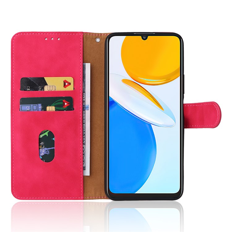 For Honor X7 Flip Wallet Phone Case Skin-Touch Feeling Leather Stand Function TPU Inner Shell Cover - Rose