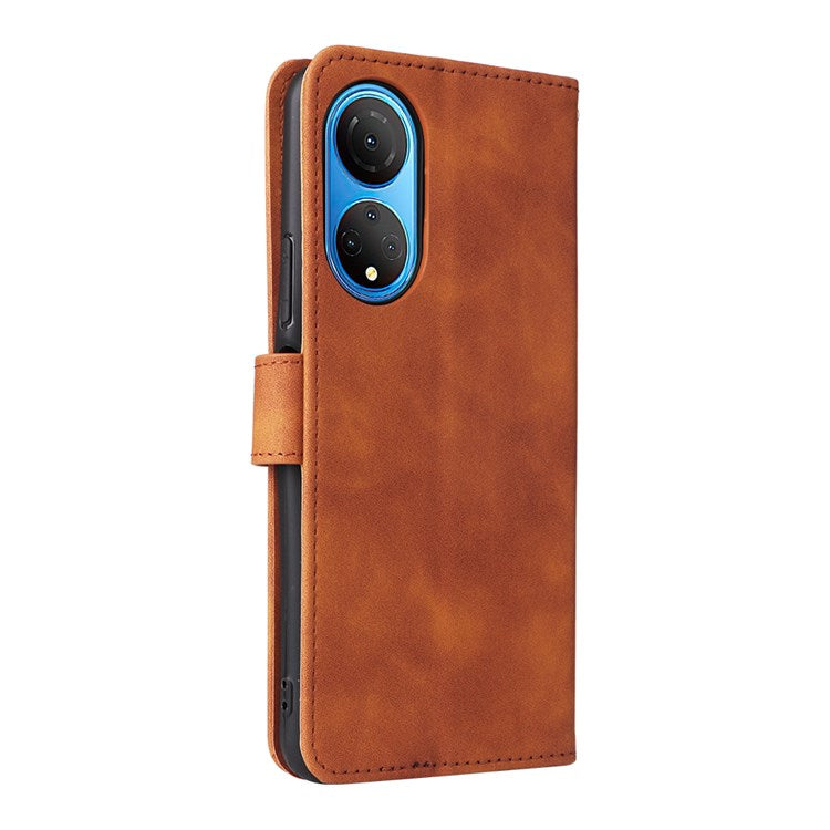For Honor X7 Flip Wallet Phone Case Skin-Touch Feeling Leather Stand Function TPU Inner Shell Cover - Brown