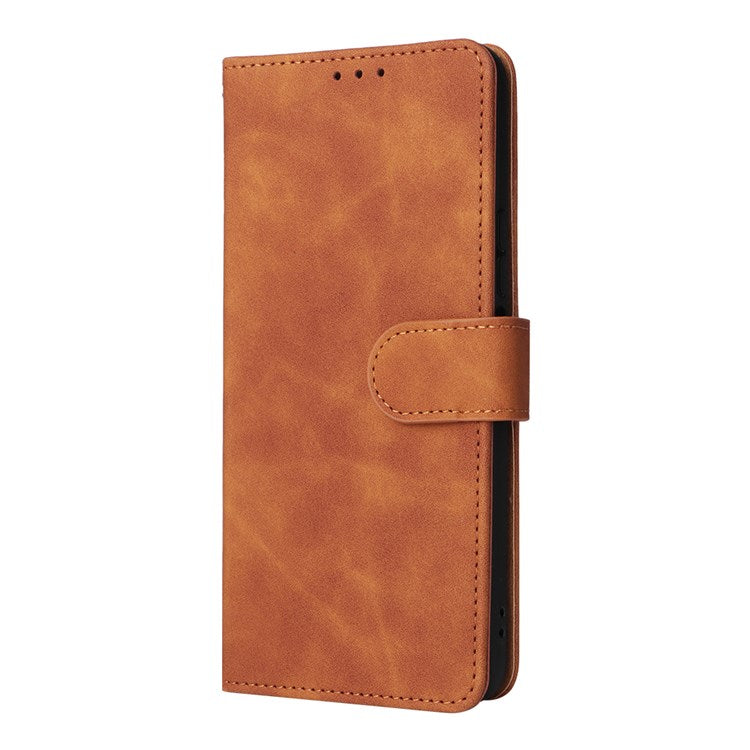 For Honor X8 4G Skin-Touch Feeling Wallet Phone Case Flip Folio PU Leather Folding Stand Cover - Brown